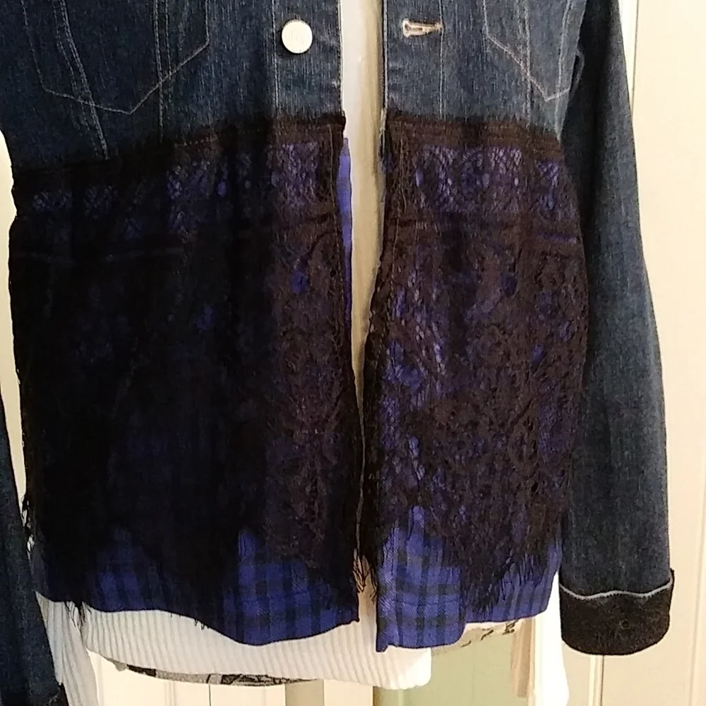 184 Jeaniemade Size Large Upcycled Jean Jacket - Picture 3 of 5